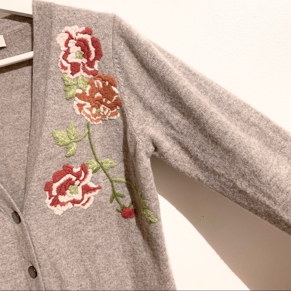 FTC 100% Cashmere Cardigan Floral Embroidery - Picture 8 of 15